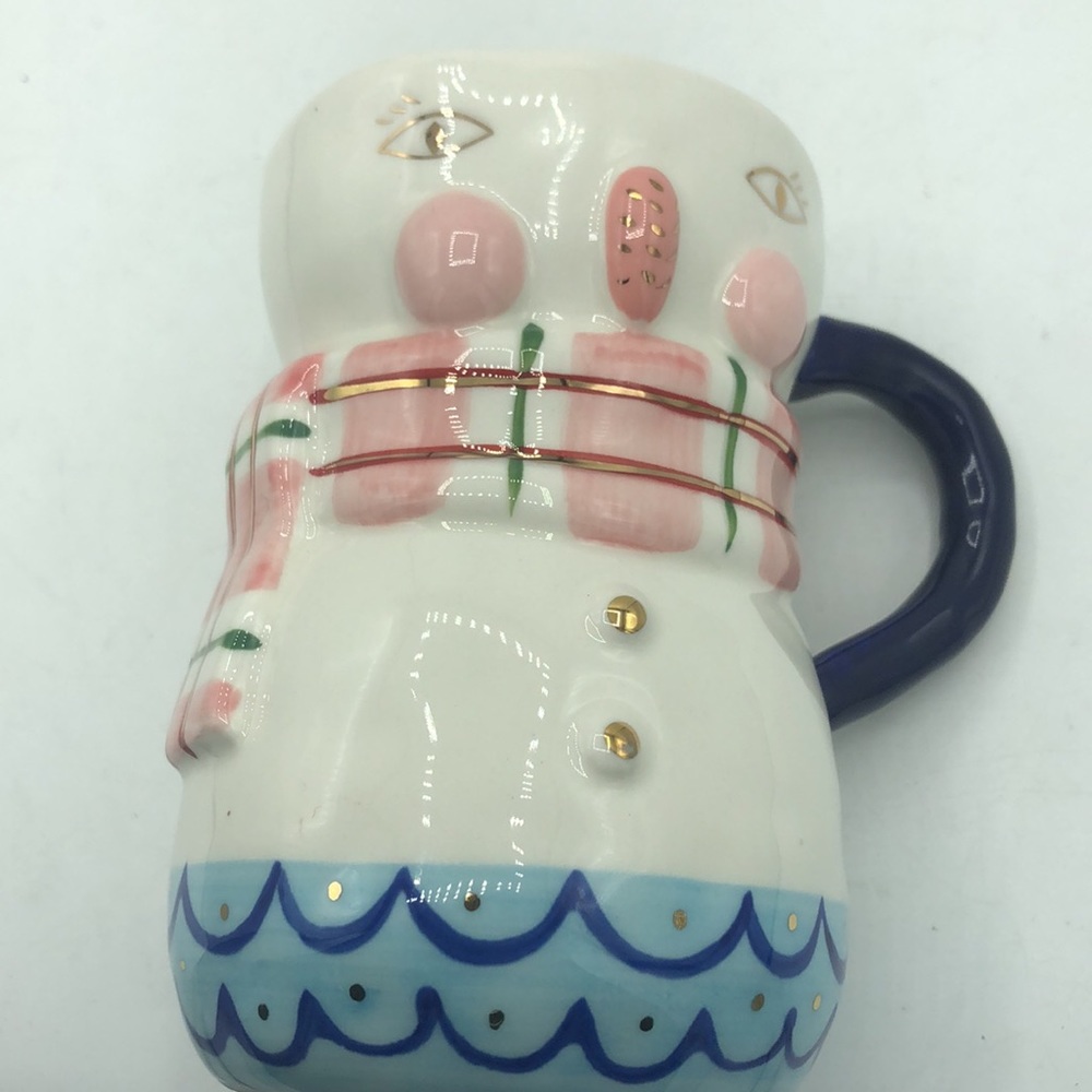 Anthropologie BIRCANFOX Joyeux Noel Snowman Mug 18oz Coffee Latte Cocoa - Picture 2 of 12